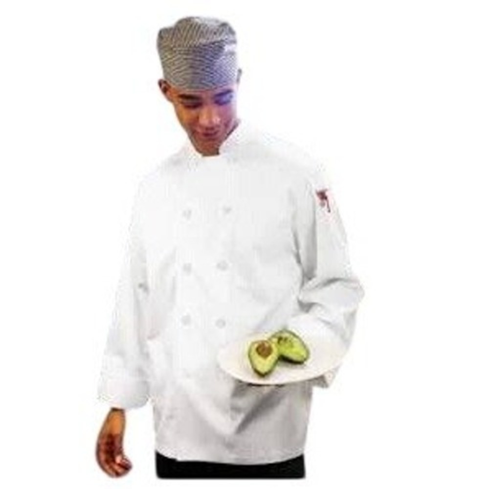Chef Works XL White Chef Coat Men's Long‎ Sleeve Double Breasted WCCW New